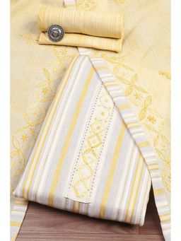 Biba - Women Orange Cotton Unstitched Kurta and Bottom with Dupatta (Set of 3)