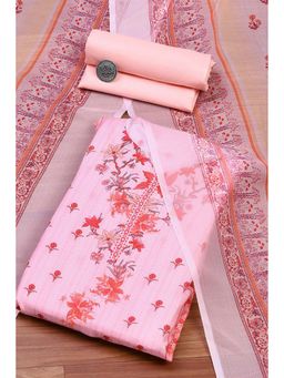 Biba - Women Pink Cotton Unstitched Kurta and Bottom with Dupatta (Set of 3)