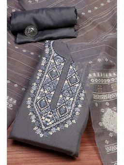 Biba - Women Grey Modal Unstitched Kurta and Bottom with Dupatta (Set of 3)