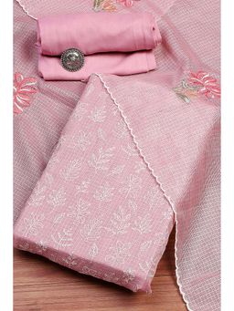 Biba - Women Lavender Cotton Unstitched Kurta and Bottom with Dupatta (Set of 3)