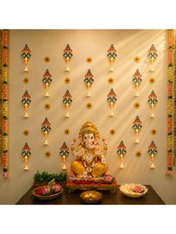 Island Rangoli - Deep Shree Beal Wall Decor with LED Candles & Floral Motif -Multi-Color