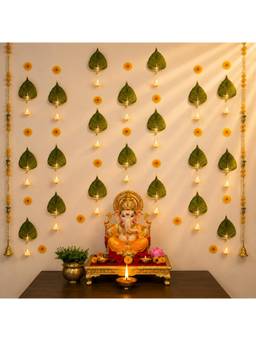 Island Rangoli - Deep Shree Patra Wall Decor with LED Candles & Floral Motif -Multi-Color