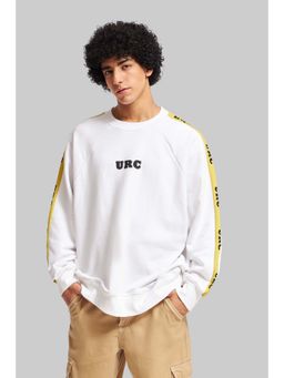 UNDERRATED CLUB - Printed Sleeves White Raglan Sweatshirt