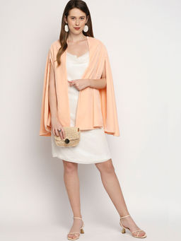 MONK & MEI - Arzu-Sequin Dress And Cape-White And Peach (Set Of 2)