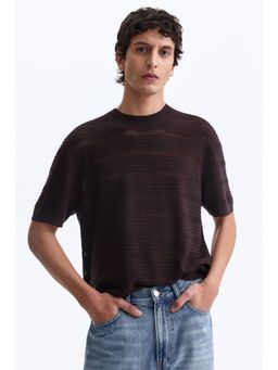 H&M - Men Brown Slim Fit Knitted T-shirt
