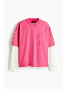 H&M - Men Pink Oversized Fit Layered cotton top