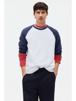 H&M - Men Blue Regular Fit Waffled jersey top