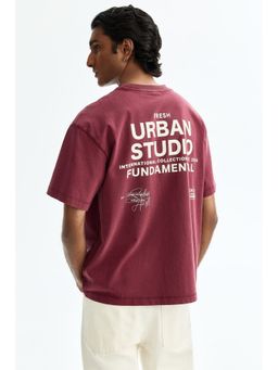 H&M - Men Red Relaxed Fit Printed T-shirt