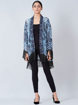 First Resort by Ramola Bachchan - Blue Animal Print Kimono