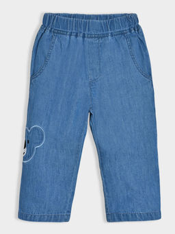 Mi Arcus - Solid Cotton Denim Blue Trouser for Kids