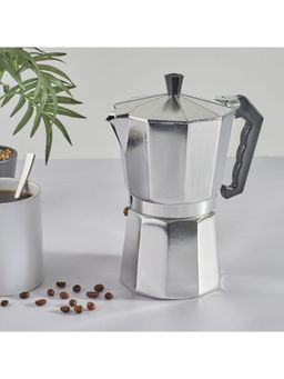 HomeTown - Brew Aluminium Moka Pot Coffee Maker 450 Ml In Silver Colour