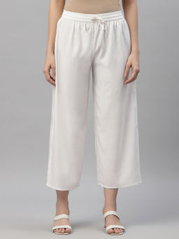 Juniper - Womens White Rayon Straight Solid Pant
