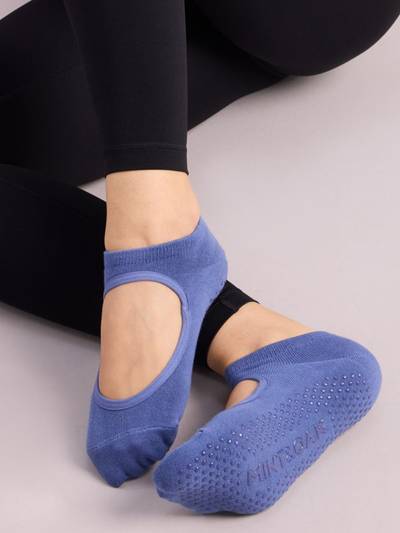 Pilates & Yoga Anti Slip Grip Socks for Women Non Slip Breathable Cotton Socks-Royal Blue