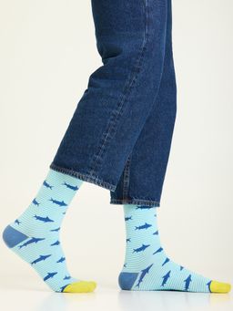 Mint & Oak - Men Blue Fin-Tastic Crew Socks