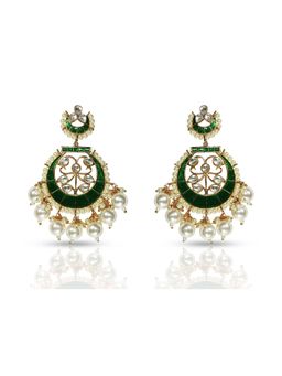 TIZORA - Delightful Green Meenakari Chandbali