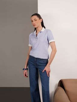 FABLE STREET - Cotton Polo T-Shirt - Blue