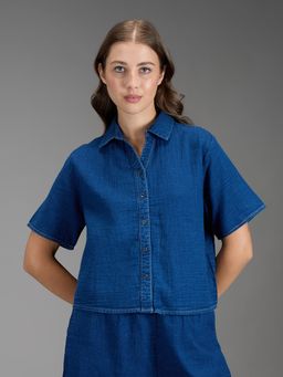 Pepe Jeans - Women Blue Solid Regular Fit Shirt