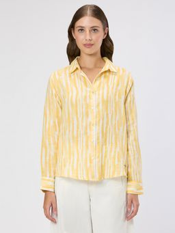 Pepe Jeans - Women Yellow Stripe Regular Fit Shirt
