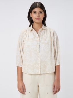 Pepe Jeans - Women Beige Floral Printed Regular Fit Shirt