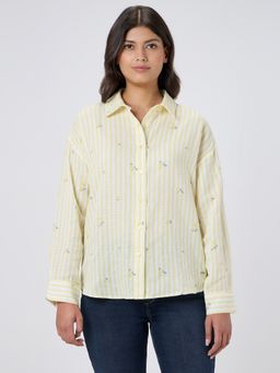 Pepe Jeans - Women Yellow Stripe Oversized Shirt