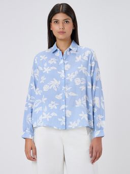Pepe Jeans - Women Blue Floral Printed Fashion Fit Shirt