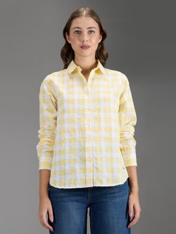 Pepe Jeans - Women Yellow Checked Regular Fit Shirt