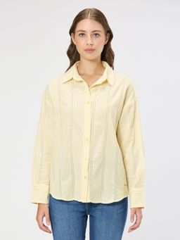 Pepe Jeans - Women Yellow Striped Oversized Shirt