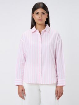 Pepe Jeans - Women Pink Striped Oversized Shirt