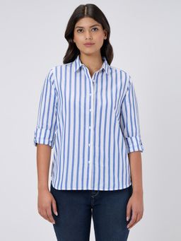 Pepe Jeans - Women Blue Striped Regular Fit Shirt