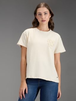 Pepe Jeans - Women Beige Comfort Fit T-Shirt