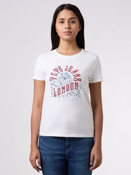 Pepe Jeans - Women White Graphic Print T-shirt