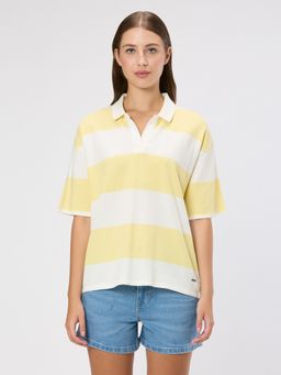 Pepe Jeans - Women Yellow Striped Polo T-shirt