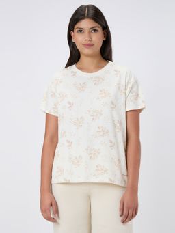 Pepe Jeans - Women Off White Floral Print T-shirt