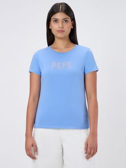 Pepe Jeans - Women Blue Embellished T-shirt