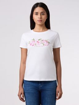 Pepe Jeans - Women White Floral Print T-shirt