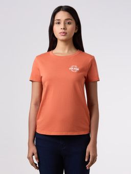 Pepe Jeans - Women Orange Placement Print T-shirt