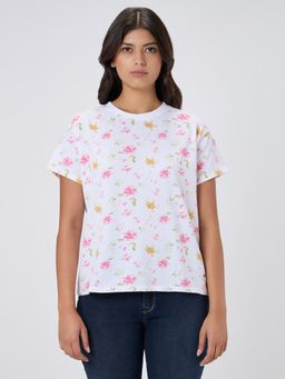 Pepe Jeans - Women White Floral Print T-shirt
