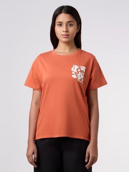 Pepe Jeans - Women Orange Floral Comfort Fit T-shirt