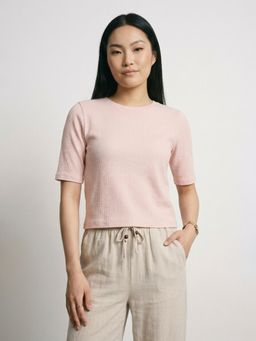 max - Women Pink Textured T-shirt