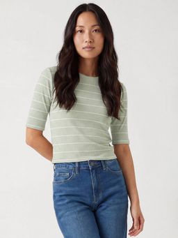 max - Women Green Striped T-shirt