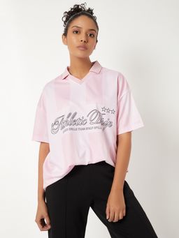 max - Women Typographic Print Collar Polo T-shirt