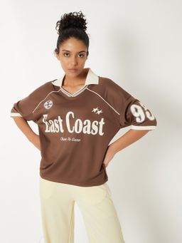 max - Women Typographic Print Polo T-shirt