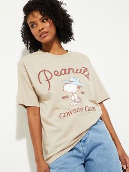 max - Women Peanut Snoopy Print Oversized T-shirt