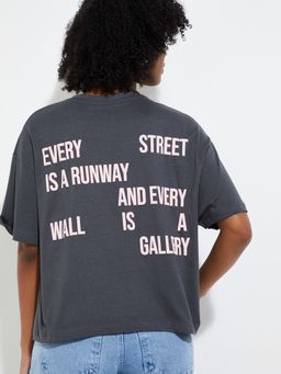 max - Women Boxy Fit Back Typography T-shirt