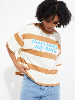 max - Women Boxy Fit Striped T-shirt
