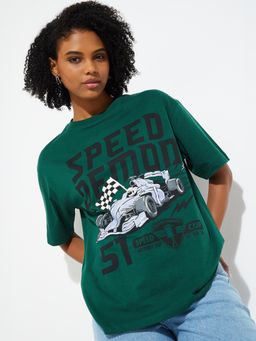 max - Women Printed Oversized T-shirt