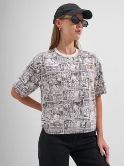 TOKYO TALKIES - Disney Women White Printed Relaxed Fit T-Shirt