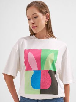 TOKYO TALKIES - Women White Oversized T-Shirt