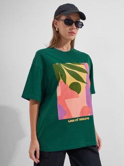 TOKYO TALKIES - Women Green Oversized T-Shirt