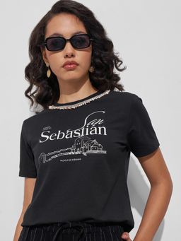 TOKYO TALKIES - Women Black T-Shirt